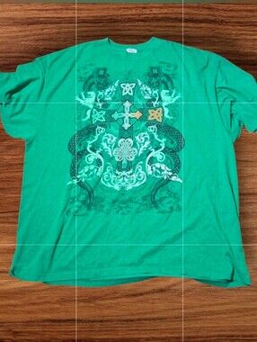 Delta Green Irish Graphic T-Shirt with Celtic Cross Design